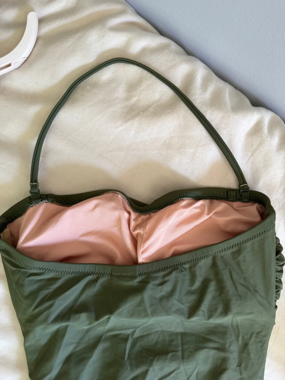 J.Crew Olive Green Ruched One-Piece Swimsuit - Picture 4 of 5